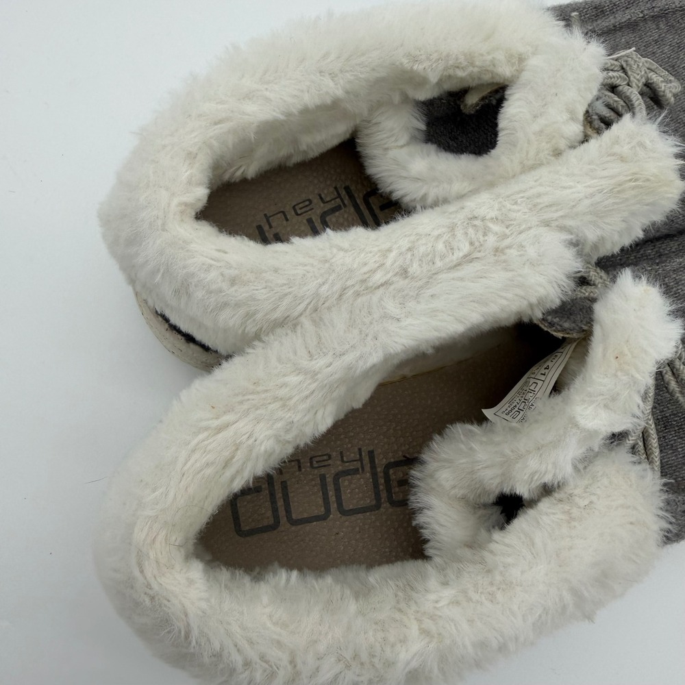 Hey Dude Britt Ankle Boots Women 10 Charcoal Grey Faux Fur Lined 121774000 - Picture 6 of 7